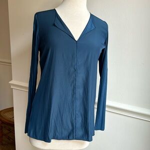 Lola and Sophie Top Blouse Silk Mixed Fabric Blue XS EUC